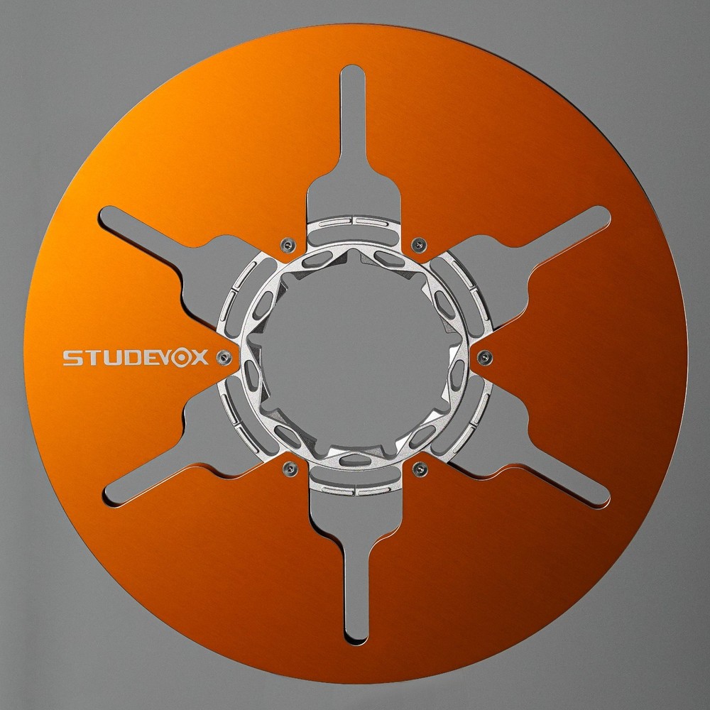 Studevox 10.5″ Edge Polished Orange Aluminium Tape Reel For Reel Tape Recorders