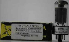 NOS NIB 7591A SYLVANIA Grey Plate “O” Getter Made in USA Amplitrex Tested