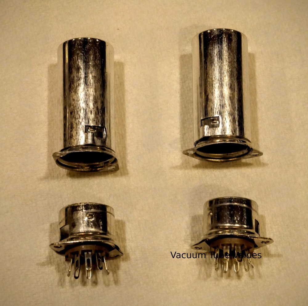 White Ceramic 9 pin Tube Socket WITH SHIELD TOP MOUNT VT9-ST-C 2 PCS