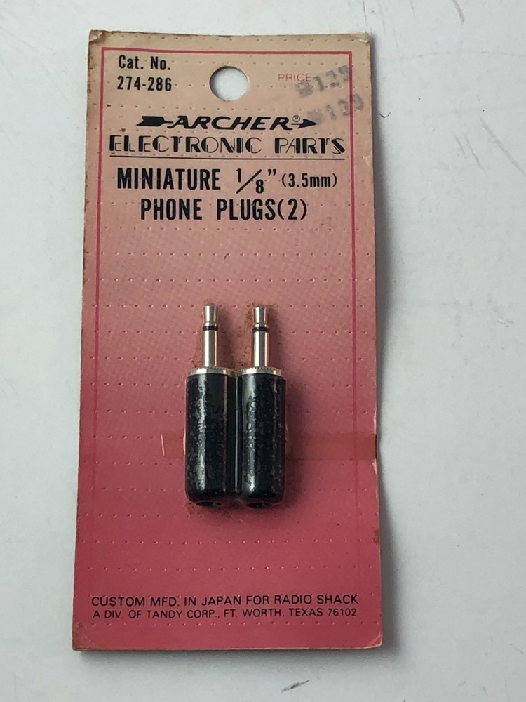 2 Pack Archer Phone Plugs Miniature 1/8″ (3.5mm) No. 274-286 Japan