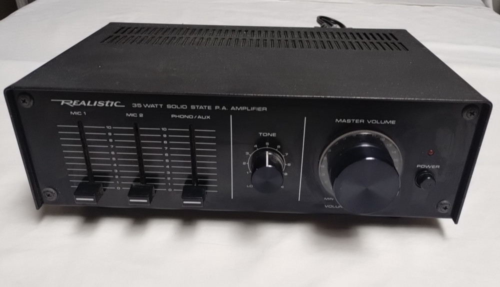 Realistic 35 Watt Solid State P.A. Amplifier Model 32-2027 Works For 2 Mics!
