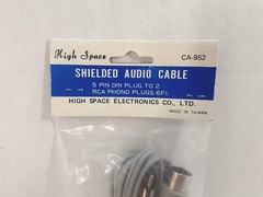 Vintage DIN 5 Pin to 2 RCA Cable High Space Electronics CA-952 Taiwan Sealed NEW