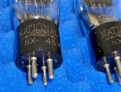 TWO National Union NX-45 Tubes 45 / Tested +100% / Engraved 1930’s Cup Getter