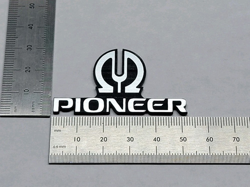 Pioneer Reciever And Equipment Badge Logo Emblem – 2 Inch Brushed Silver