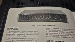 SAE Model PA10 Preamp / Preamplifier Owners / User Manual
