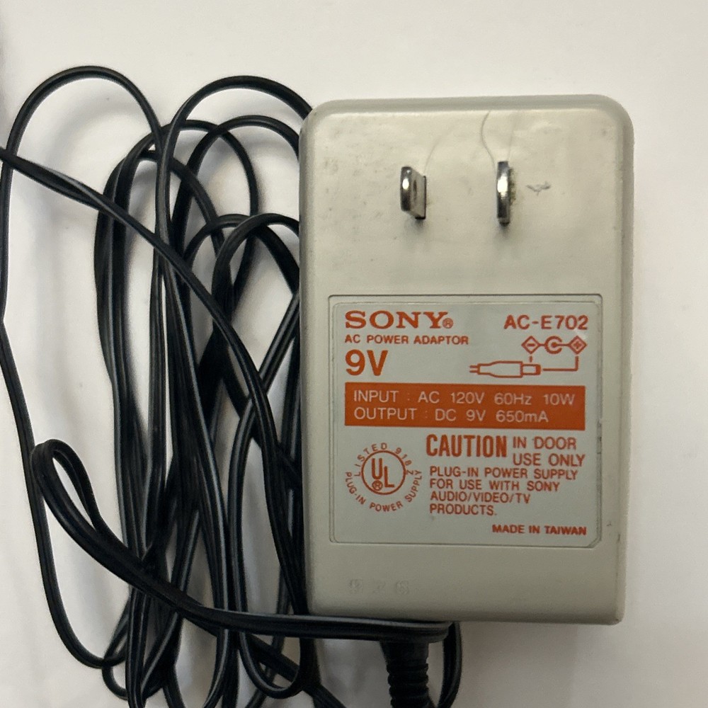 Vintage Sony AC Power Adaptor Supply AC-E702 Genuine OEM Output 9V 650mA