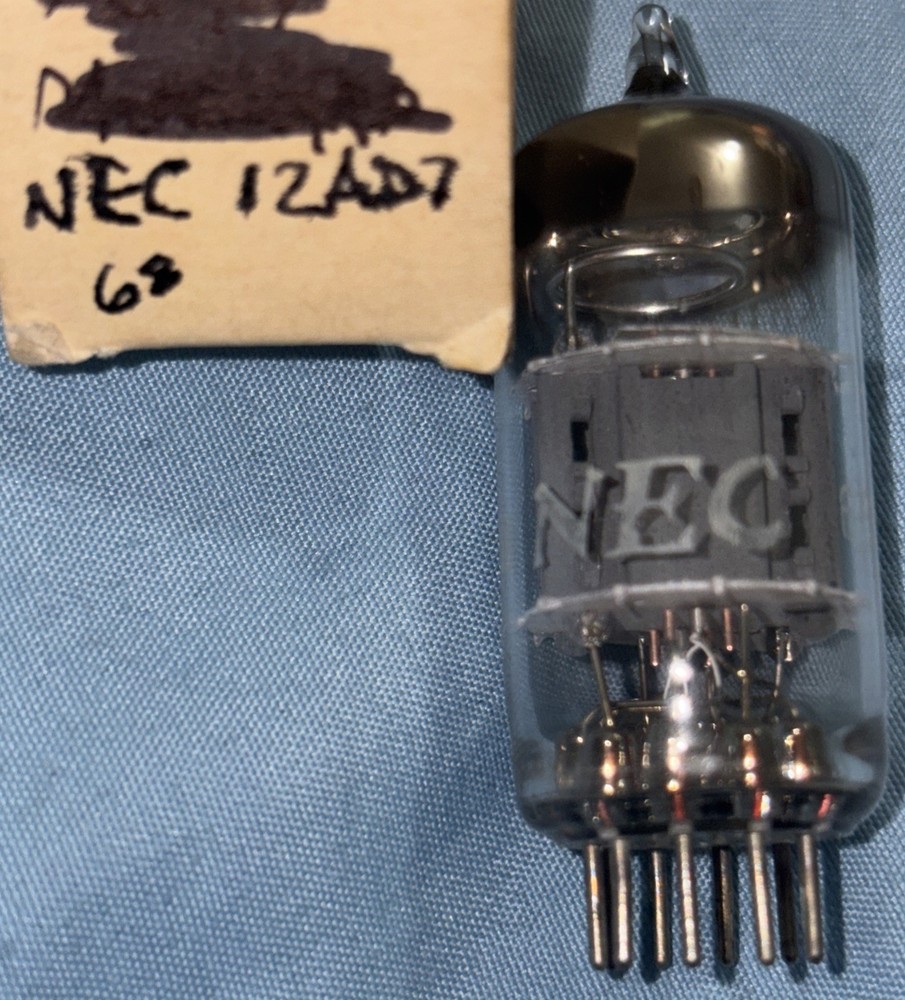 12AD7 NEC Japan Smooth Plates Halo Getter Tube Premium Low Noise 12AX7 Variant