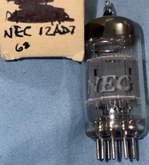 12AD7 NEC Japan Smooth Plates Halo Getter Tube Premium Low Noise 12AX7 Variant