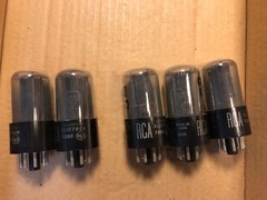 5 NOS NIB Matched Vintage 1950 RCA 6SN7GT Smoked Glass Tubes Test Good Balanced