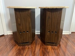 PAIR EMPIRE GRENADIER 6000 SPEAKERS Round Marble Table Top Vintage