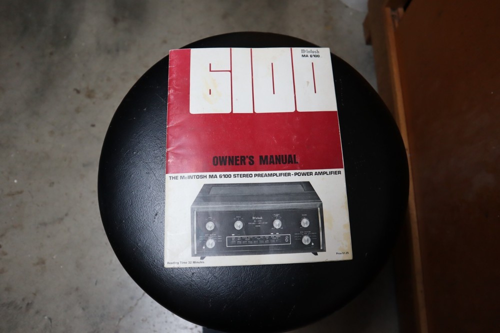 Mcintosh MA6100 Original Owner’s Manual Free Shipping