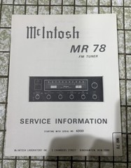 McIntosh MR-78 FM Tuner Service Information (Manual)==Original!