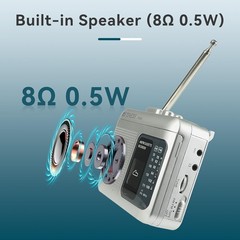 Portable TR606 Tape Recorder – Multi-Mode AM/FM & Voice Recording – Silver