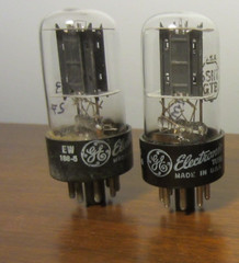 Pair Of GE 6SN7GTB Tubes – Black Plate – Filament Bridge – Hickok Tested