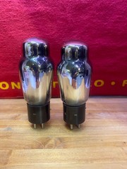 Pair RCA U.S.N CRC 874 Vacuum Tube Chrome Glass Tested Good