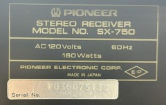 Vintage 70s Pioneer SX-750 Silver Face 50W 2 Channel Stereo Receiver Tested