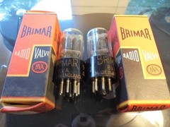 BRIMAR 6SL7GT PAIR OF OLD STOCK GREY PLATE TESTED BRITISH VINTAGE VALVES TUBES