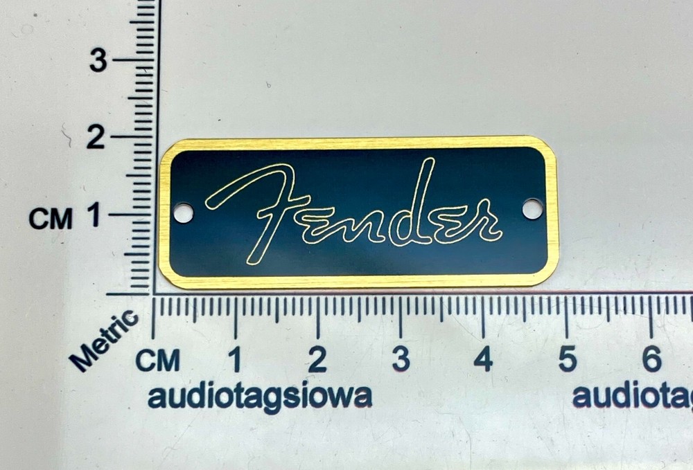 Fender Spaghetti Logo for Amp or Case Badge Custom Made Black/Gold Aluminum