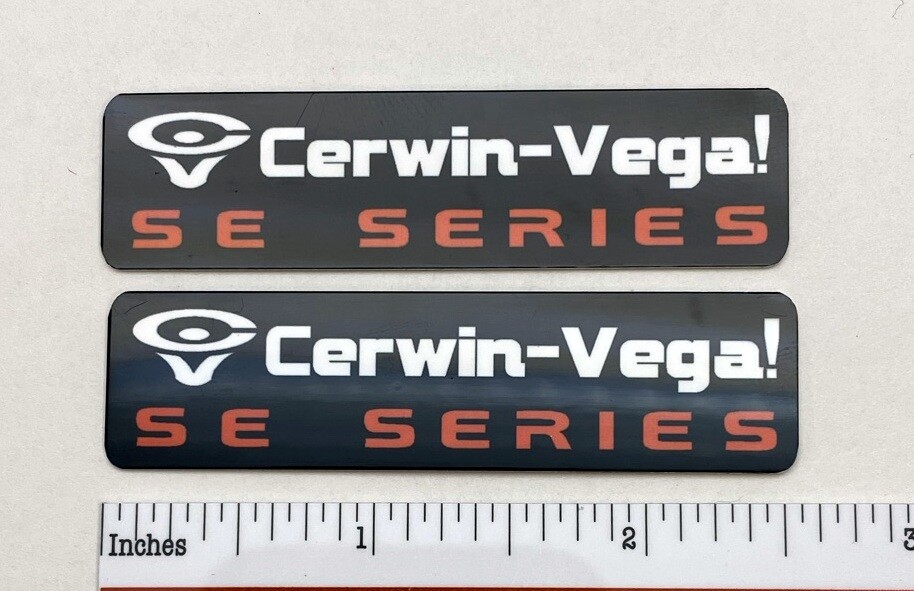 Cerwin Vega SE Series Speaker Badge Logo Emblem Aluminum Pair CV