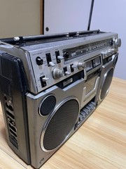 Aiwa CS-80 Retro Boombox Cassette Radio Silver Vintage For Parts Japan
