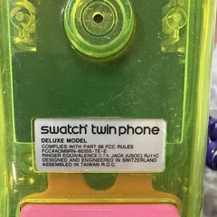Vintage Swatch Twin Phone Deluxe Clear Neon Green Purple Cord 1989 Swiss Design