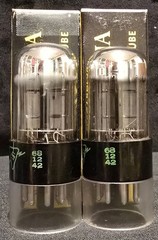 SYLVANIA 6SN7 GTB 1968 GREEN LABEL BLACK BASE CHROME TOPPED FOIL MATCHED SET NIB