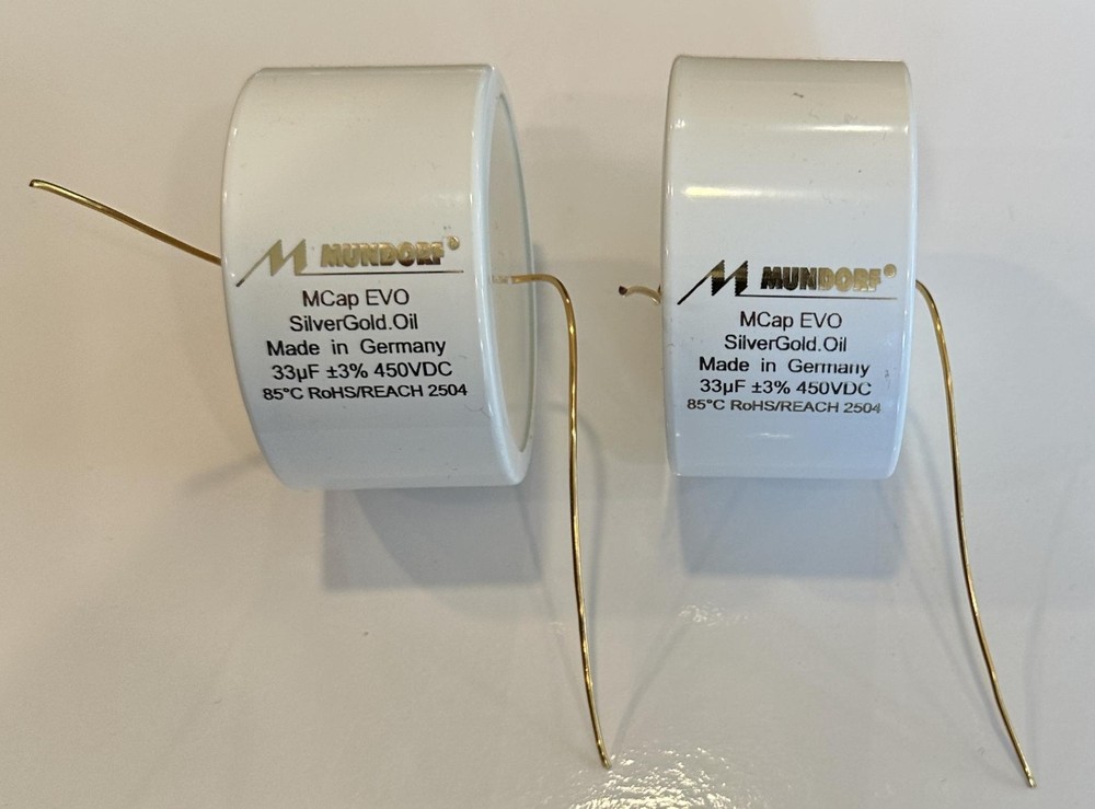 PAIR Mundorf MCap EVO Silver-Gold Oil Capacitor 33 uf 33.0 uf 450VDC