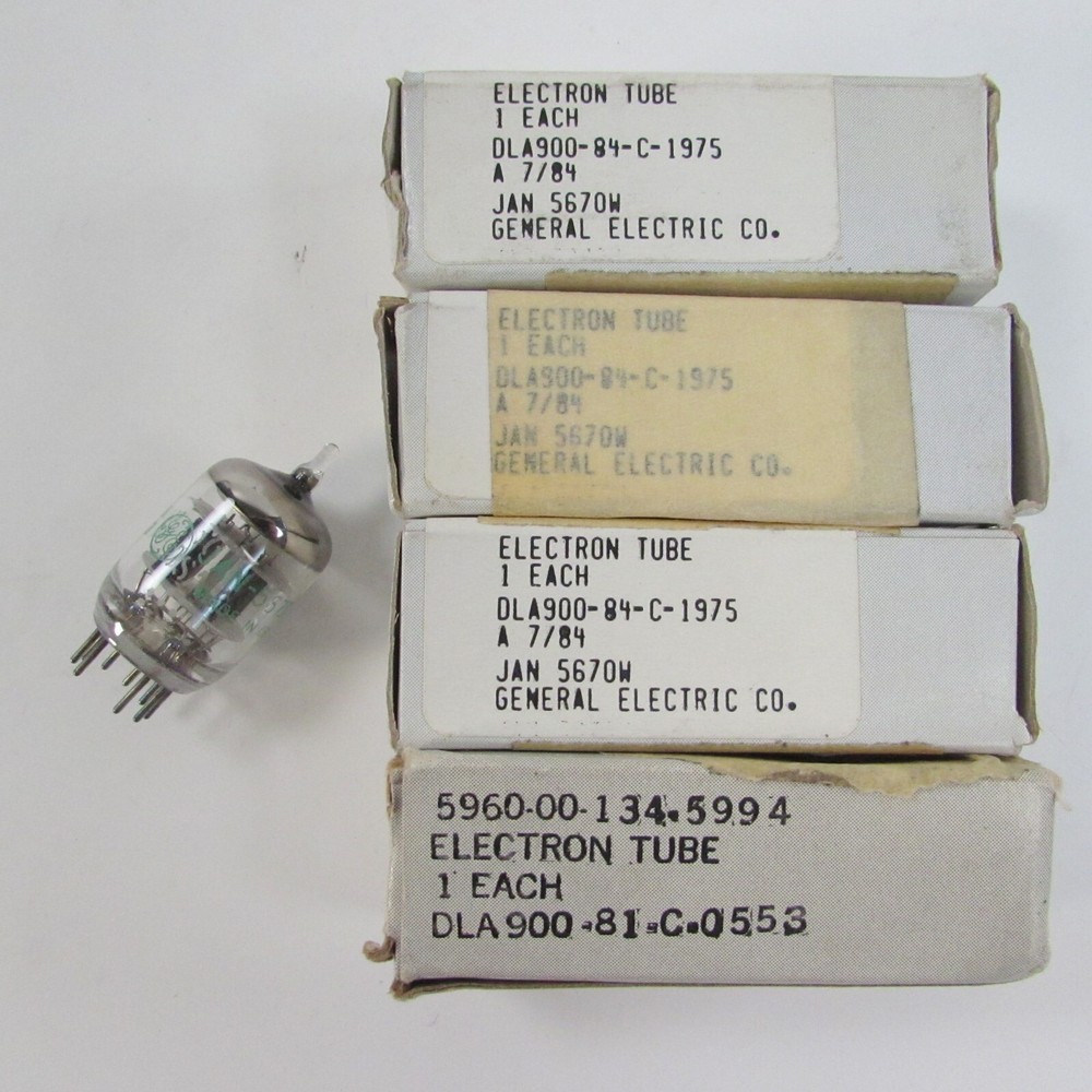 Lot of 4 GE JAN 5670W Vintage Triode Electron Tubes 5960-00-134-5994 Equal 2C51
