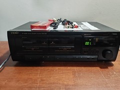 TEAC W-488R Dual Cassette Deck Stereo Tested w/ Manual A/V Cables Blank Tape