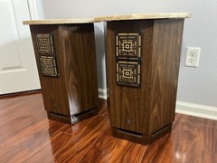 PAIR EMPIRE GRENADIER 6000 SPEAKERS Round Marble Table Top Vintage