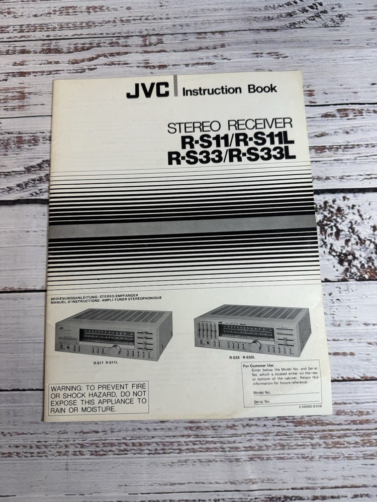 Vintage Genuine JVC Stereo Receiver R-S11 / R-S33 Instruction Book – Japan