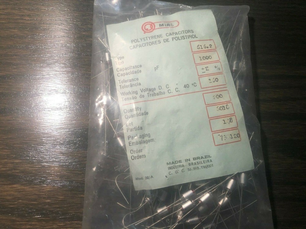 (200 pcs.) NOS Mial Polystyrene Film/Foil Audio Capacitors 1000pf 160v .001uf