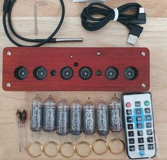 Nixie clock kit. 6 x 14 tubes. No soldering. Everything included. Wood case.