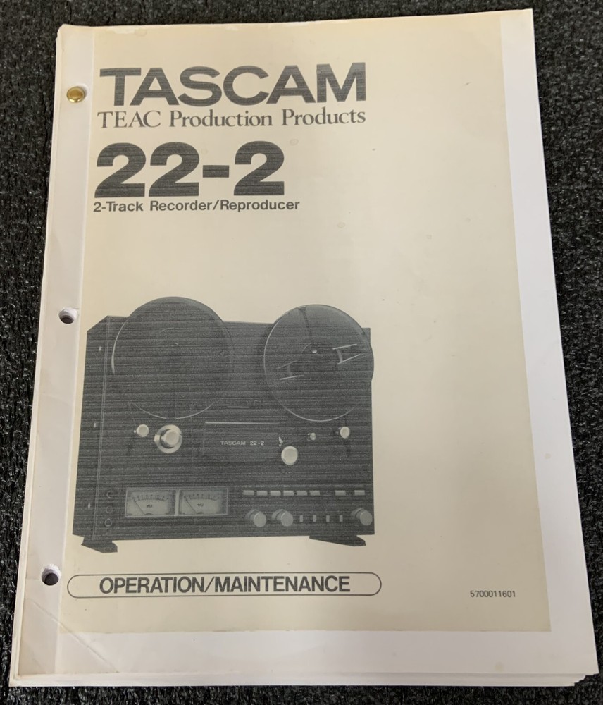 Tascam 22-2 2-Track Recorder/Reproducer Operation/Maintenance