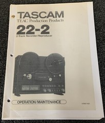 Tascam 22-2 2-Track Recorder/Reproducer Operation/Maintenance