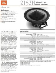JBL 2152H 12 Inch Coaxial Duplex Speakers W/Horn Midrange/Tweeter ( PAIR )