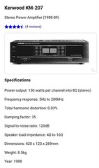 Kenwood KM-207 Stereo Power Amplifier