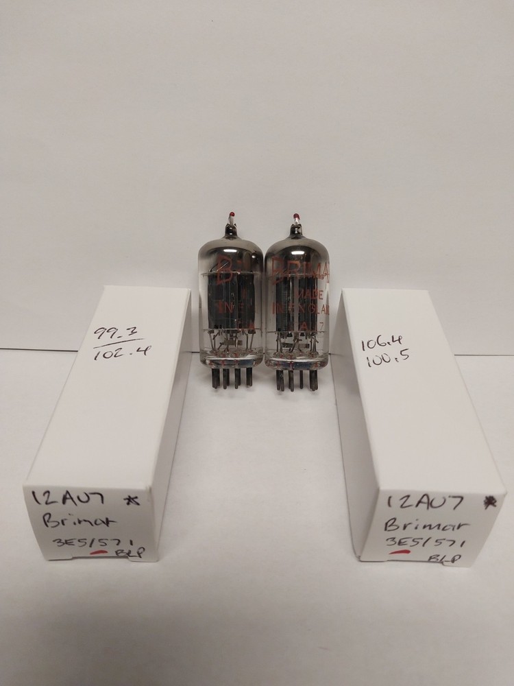 ECC82 12AU7 Brimar Black Plates Red Tip Selected Pair