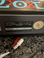 Optonica RP-7705 Rare Working Turntable With Cartridge Hinges Work Glass Top