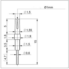 100pcs For Nixie/VFD Tube Socket Pins 1mm Gold Plated IN-12 IN-18 QS30-1 QS27-1