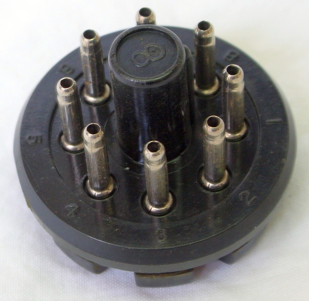 Amphenol Black 8-pin Octal Plug Vintage New Old Stock NOS USA