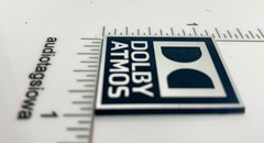 Dolby Atmos Badge Label Incised Silver Acrylic Custom Made Self Stick