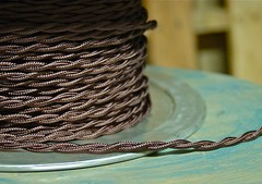 Brown Twisted Rayon Covered Wire, Vintage Style, Cloth Lamp Cord, Antique Lights