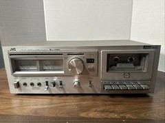 JVC KD-A33 Vintage Stereo Cassette Deck Silver Face VU Meters Powers On