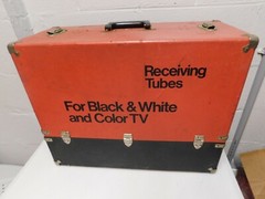 Vintage X Large TV Repair Tubes Wood Carrying Case Television Color Black White
