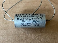 2 NOS Vintage .39 uf 100v Sprague Vitamin Q PIO Capacitors Oil 96P .47 subs (Qty