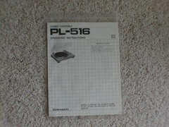 Vintage Original Pioneer PL-516 Manual. Good Condition.