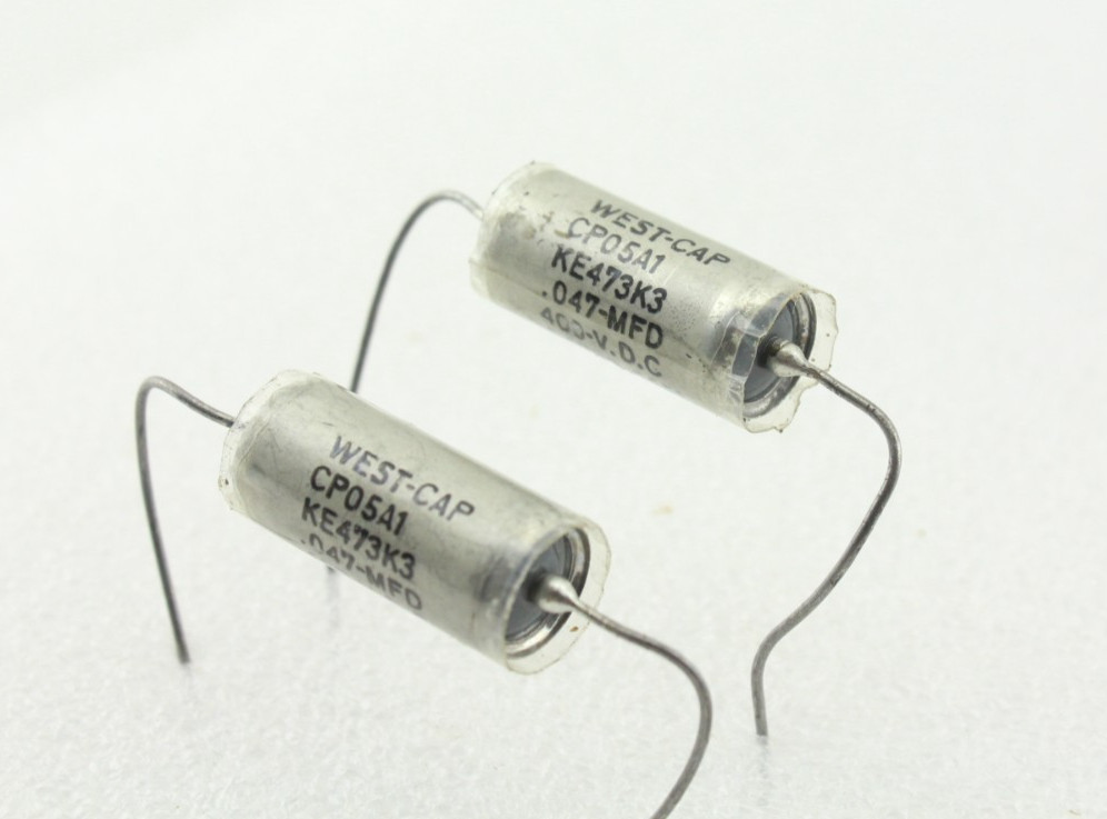 NOS Qty 2 Matched Pair 1960’s West-Cap .047uF 400V Paper In Oil Capacitors USA