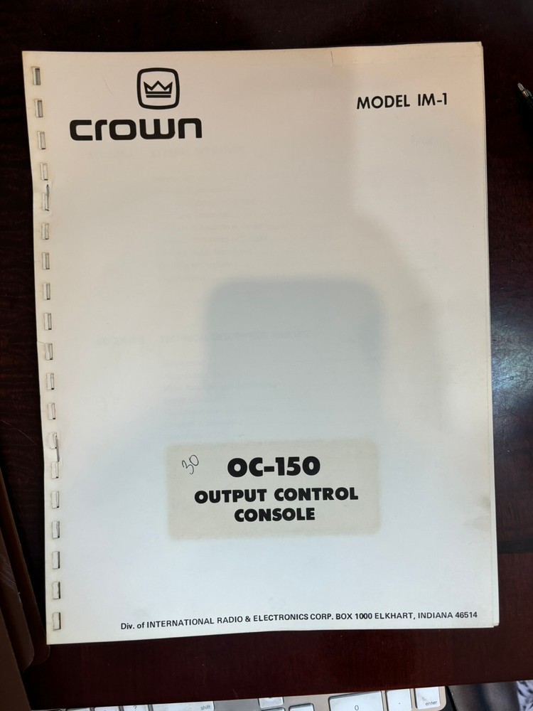 CROWN OC-150 OC150 IM-1 INSTRUCTION & SERVICE &OWNERS Manual SCHEMATICS ORIGINAL