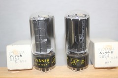 2 1959 NOS NIB MATCHED, BAL 5AS4A 5U4GB Tube Sylvania Black Pl Tested 105% 539B